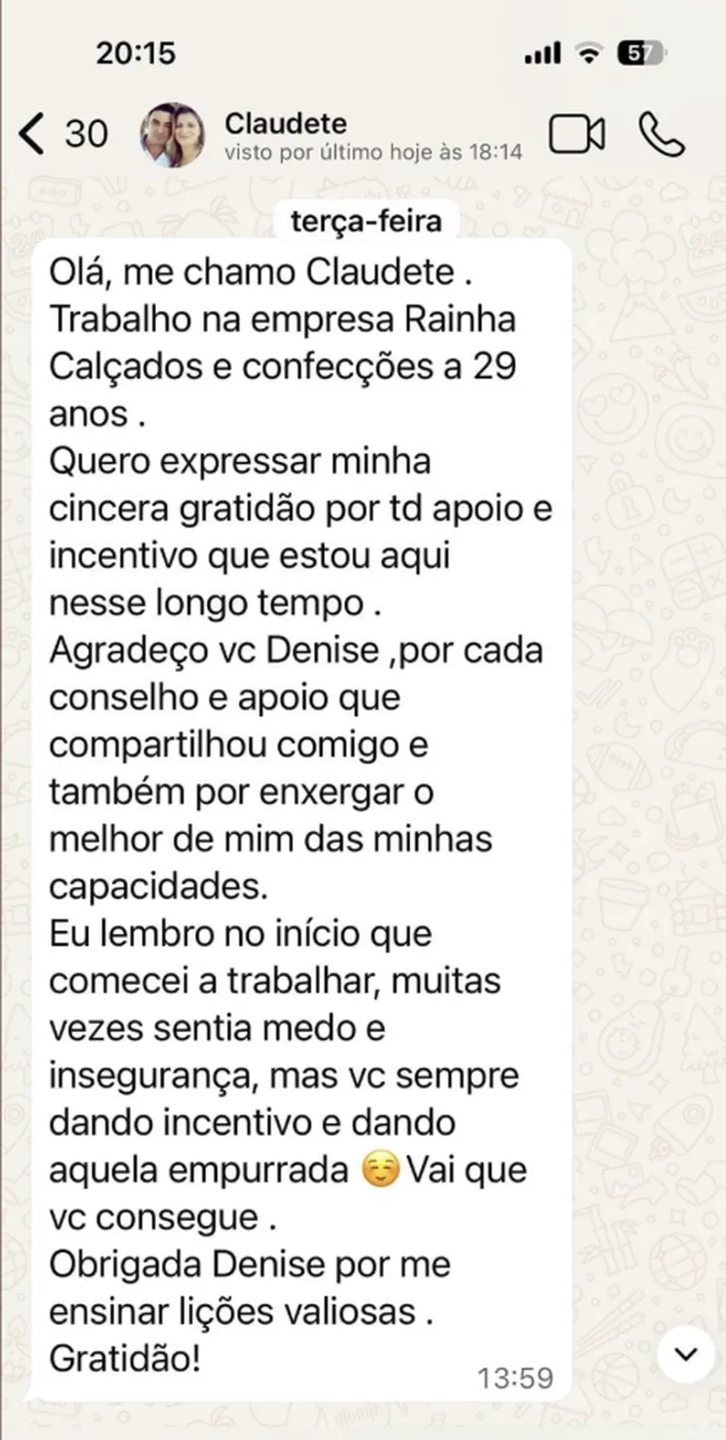 Depoimento de Claudete